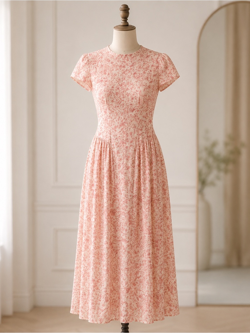 RIHOAS Pink Floral Midi Dress